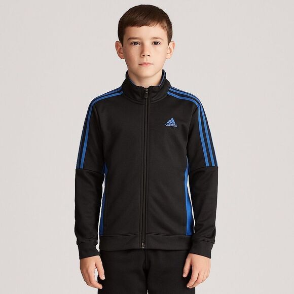 2/$30 ADIDAS Boys Blue Black Zip Up Bomber Track Jacket - Picture 1 of 7